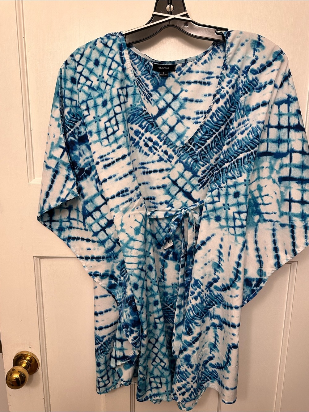 ⭐️ Rafaella Lg Blue Tie-Dye Wrap Top